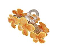 Osmanthus Flower Hair Clip for Girls Three Prong Acrylic Printed Barrettes Back Head Accessory to Show Unique Charm and Style (Yellow, 12x5.7cm)