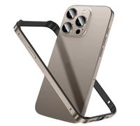 OSMARI Aluminum Frame Metal Bumper Case for iPhone 16 Pro Max, Aluminum Hard Case Slim Metal Frame Bumper Cover with Soft TPU Inner for iPhone 16 Pro Max (Titanium gray)