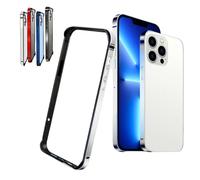 OSMARI Aluminum Frame Metal Bumper for iphone 13 Pro Max 13 Mini, Metal Frame Armor with Soft Inner Bumper, Raised Edge Protection, Slim Hard Case Cover (Silver, 13 pro Max6.7 in)