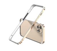 OSMARI Aluminum Frame Metal Bumper for iPhone 14 Pro Max Case,Aluminum Hard Case Slim Metal Frame Bumper Cover with Soft Inner Bumper, Raised Edge Protection No Signal Interference (Gold)