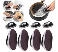 OSMARI Emery Sponge Kitchen Pot Brush, Magic Sponge Brush with Handle,magic nano emery sponge brush kitchen cleaning sponge tool rust clean, Reusable Rust Removal Tool (Brown 4pcs)