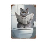 OSMNNIZ British Shorthair Wall Art_ Funny Bathroom Decor_ British Shorthair in Toilet_ Cat Art_ British Shorthair Gift_ -1_2Wall Decor Art Metal Tin Poster Modern Bar Decorations40x30cm