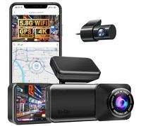 Osmo Dashcam Pro 4K Wireless Car Dashcam Front Rear, 5.8GHZ WiFi, GPS, Free 64GB Card, Dash Cam with Parking Monitor (Black)