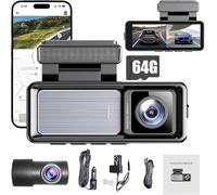 Osmo Dashcam Pro, Wireless Dash Cams for Cars, Dashcam Front Rear with 64gb Card and Wifi/App Control, Camera Dash Cam with Reversing Camera, Loop Recording, Parking Monitoring