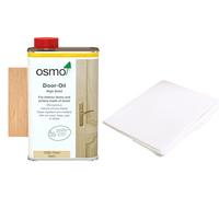 Osmo Door Oil 1 Litre - Durable Wood Finish for Doors, Frames and Joinery with Osmo Easy Pad Lint Free Cloth (Clear Satin 3060)
