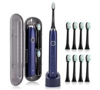 Osmo Maxclean 2.0 Electric Toothbrush for Adults with 8 Brush Heads, 5 Cleaning Modes, 42000 Times/Min, Ipx7 Waterproof, Wireless Charge, 2 Minutes Timing, 30 Seconds Reminder(Blue)