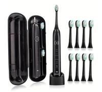 Osmo Maxclean 2.0 Electric Toothbrush for Adults with 8 Brush Heads, 5 Cleaning Modes, 42000 Times/Min, Ipx7 Waterproof, Wireless Charge, 2 Minutes Timing, 30 Seconds Reminder(Black)