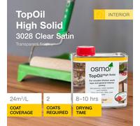 Osmo TopOil High Solid Worktop Oil 3028 Clear Satin 500ml Food Safe