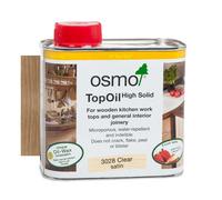 Osmo TopOil - High Solid Worktop Oil 3028, Clear Satin, 500ml - Food Safe Wood Oil for Wooden Kitchen Surfaces, Chopping Boards, & Furniture Joints -