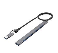 Osmond 1 PCS 7 Ports USB Hub Slim Mini 2 in 1 (USB-C+USB 3.0) to USB 2.0X6+USB 3.0X1 5Gbps Fast Transmission USB3.0 Hub Splitter
