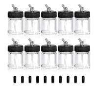 Osmond 10 Pack Glass Bottles 22Cc Empty Airbrush Jars, Clear Airbrush Paint Storage Pot with 10Pcs Cap Covers