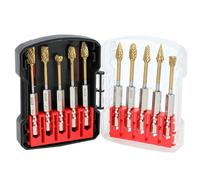Osmond 10 Pcs 1/4" Carbide Burr Set with Quick Change 1/4" Shank 1/4" Quick-Change Shank for Electric Grinding Burr Set Die Grinder Bit