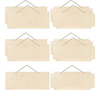 Osmond 10 Pieces Unfinished Hanging Sign in Wood Rectangle in White Wooden Plaque Banner with Ropes for Writing Pyrographic Painting