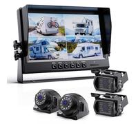 Osmond 1080P Backup Camera System Kit 9'' Quad Split 1080P Monitor for RV Trailer Semi Truck Bus