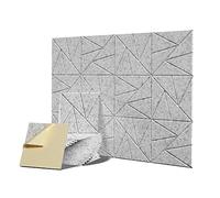 Osmond 12 Pack Acoustic Panels with Self-Adhesive, 12 x 12 x 0.4 Inch Soundproof Foam Panels, High Density Acoustic Panels, Silver Grey