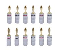 Osmond 12 Pcs 4mm Audio Jack Connector Banana Plugs Audio Jack Connector, 24K Gold Dual Screw Lock Speaker Connector Easy Install
