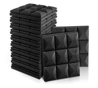Osmond 12 Piece Acoustic Foam Panels, Soundproofing Insulation Foam, Black Polyurethane No Adhesive