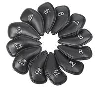 Osmond 12pcs Golf Club Covers, Golf Head Covers Set Black Golf Iron Headcovers Protection Accessories for Most Golf Club