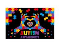 Osmond 180x115cm Photography Background Fabric World Autism Day Banner Background Puzzle Party Scene Setting Background Fabric Easy Install