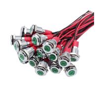 Osmond 20Pcs 6mm Metal LED Warning Indicator Light Signal Lamp Pilot Onboard Display Lights with Wire 3V Green