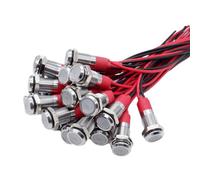 Osmond 20Pcs 6mm Metal LED Warning Indicator Light Signal Lamp Pilot Onboard Display Lights with Wire 3V White