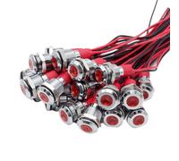 Osmond 20Pcs 6mm Metal LED Warning Indicator Light Signal Lamp Pilot Onboard Display Lights with Wire 3V Red
