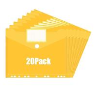 Osmond 20PCS Binder Pockets for 3 Ring Binder Plastic Binder Envelopes Pocket Binder Folders 11 Hole Snap Button Binder Pouch