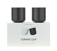 Osmond 2Pcs Ceramic Coffee Cup Set forEspresso, Latte, Milk Thickened Design,Ideal forKitchen Black