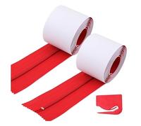 Osmond 2pcs Dust Barrier Zipper,Instant Door Dust Protection Self-Adhesive Tarp Double Zipper Blade Construction Red