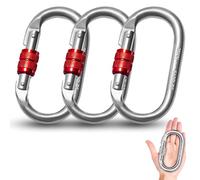 Osmond 3 Pcs 25 KN Heavy Duty Stainless Steel Carabiners for Climbing, Abseiling, Hammocks, and Dog Leashes