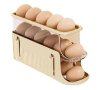 Osmond 3 Tier Foldable Egg Holders,Rolling Egg Holder for Refrigerator,Automatic Rolling Egg Storage Tray,Egg Tray Cream Color