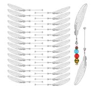 Osmond 30pc DIY Beadable Bookmarks,Blank Bar with FeatherPendant Beaded Page Holder Book Mark CraftMaking Kit for Book Lovers A