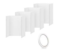 Osmond 4 Pcs Trifold Poster Board 21.5x14 Inches Small White Poster Board Fold Presentation Board Comes with Sticky Accessories,Corrugated Presentation