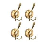 Osmond 4pcs Stainless Steel Sucker Double Hook Punch-Free Powerful Sucker Hook Reusable Rust-Proof Clothes Hook Gold