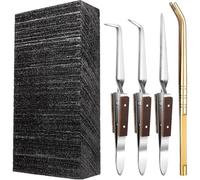 Osmond 5 Pcs Jewelry Soldering Kit Include 1 Charcoal Soldering Block 1 Copper Tong 3 Tweezers Jewelry Melting Tools Supplies