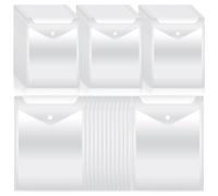 Osmond 50Pcs Clear Plastic Envelopes with Snap Button Stamp and Die Storage Pockets Sticker Photo Storage Folder Clear Envelope Bag for School Home Office 7.08 X 9.44Inch