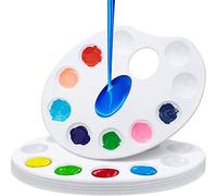 Osmond 6 Pack White Art Plastic 10 Well Palette Paint Tray with Thumb Holes for DIY Craft Oil Watercolor and Acrylic Paints