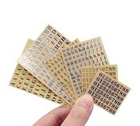 Osmond 6 Sheets Small 0.18 Inch Alphabet Number Stickers Glitter Alloy Self Adhesive Letters Stickers Gold/Silver (4.5mm)