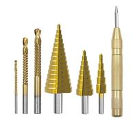 Osmond 7Pcs Step Drill Groove Saw Drill Set Groove Saw Drill Step Up Drill Bits Spiral Cone Stepped Down Bits for Impact Drill