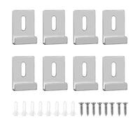 Osmond 8 PCS Mirror Clips for Wall Mounting, Mirror Holder Clips Hooks Silver Metal Frameless Wide Channel Mirror Retainer Clips