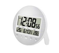 Osmond Alarm Clock 12/24 Hour Battery Operated Self-Setting Wall/Desk Mount Calendar Digital Clock for Bedroom Bedside White