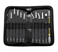 Osmond Anti-Static 12Pcs/Set Curved Straight Tweezers ESD Tweezers Stainless Steel Industrial Repair Tools