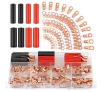 Osmond Battery Cable Ends Connectors Assortment Kit 130Pcs Copper Wire Lugs AWG 2 4 6 8 10 12 Gauge for Marine,Automotive
