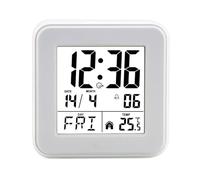 Osmond Calendar Alarm Clock,Bedside Voice-Activated Clock with Backlight,Clock for the Elderly with Temperature White