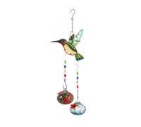 Osmond Charming Wind Chimes Hanging Bird Feeder with Flower Shape Feeding Ports C