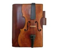 Osmond Cowhide Journal-Violin Leather Notebook, Music Score Notepad with Musical Note Design, Loose-Leaf Book for Musicians