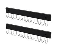 Osmond Decorative Necklace Holder with 28 Hooks, 2pcs Wall-Mounted Jewelry Organizer for Hanging Display Black