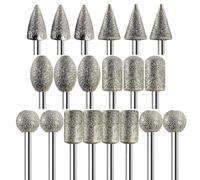 Osmond Diamond Grinder-Bits 20Pcs Set- for -Tool Accessories, 1/8" Shank, 120-Grit Rotary Tool Bits for Stone, Glass Resin