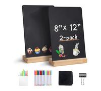 Osmond Double-Sided Erasable Chalk Board-8x12 Inch-2-Pack Small Chalkboard Words Signs with Wooden Stand, Tabletop Decorative