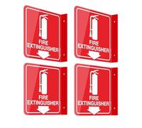 Osmond Fire Extinguisher Projecting Sign, Two-Sided Acrylic L-Shape Design, 6" X 6" Size with Down Including Screws, 4pcs Set for Home& Office